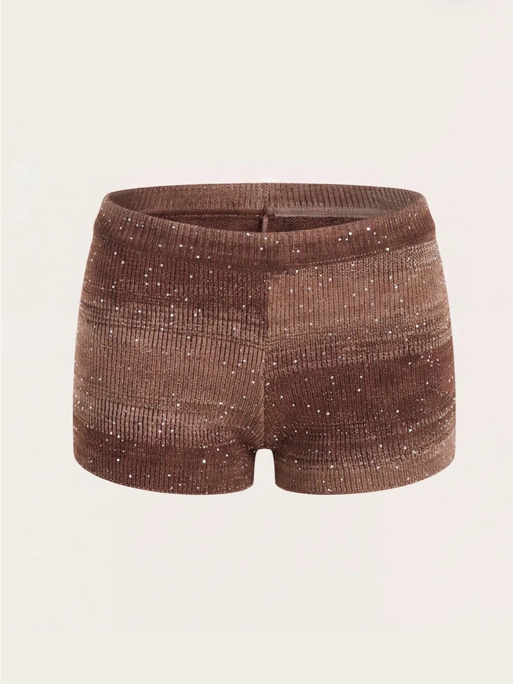 Brown Sparkle Ombré Knit Women's Shorts
